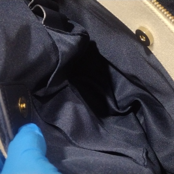 Samantha Thavasa DELUXE Shoulder Bag White Canvas 2 ways Tote Handbag - Picture 13 of 17